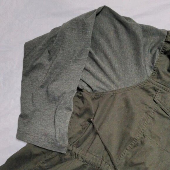 TORRID Drawstring First and Fit Anorak Twill & Jersey Olive Women's Jacket-4 - Picture 3 of 11